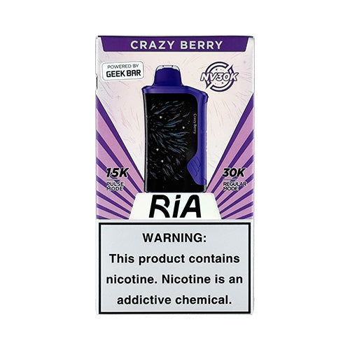 Ria Vape Flavors Geek Bar Ria NV30K - Crazy Berry Disposable - .99 Ria Vape Flavors Geek Bar Ria NV30K - Crazy Berry Disposable - .99