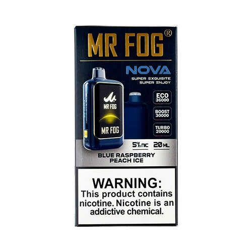 Mr Fog Nova - Blue Raspberry Peach Ice, disposable vape