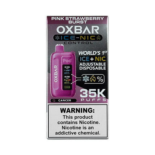 OXBAR Ice + Nic Control 35K -  Pink Strawberry Burst, disposable vape