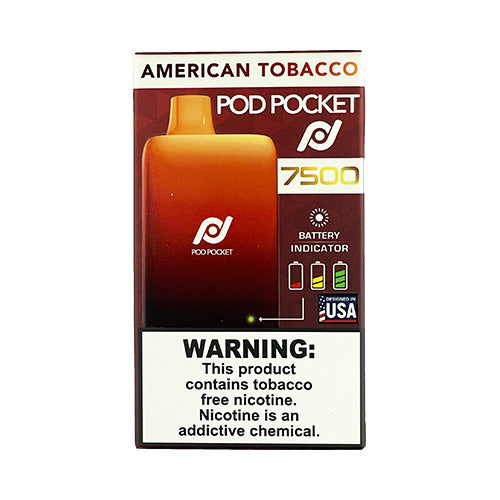Pod Pocket 7500 - American Tobacco, disposable vape