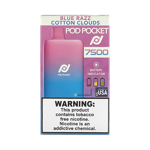 Pod Pocket 7500 - Blue Razz Cotton Clouds, disposable vape