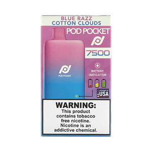 Pod Pocket 7500 - Blue Razz Cotton Clouds, disposable vape