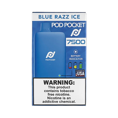 Pod Pocket 7500 - Blue Razz Ice, disposable vape