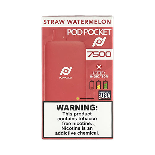 Pod Pocket 7500 - Straw Watermelon, disposable vape