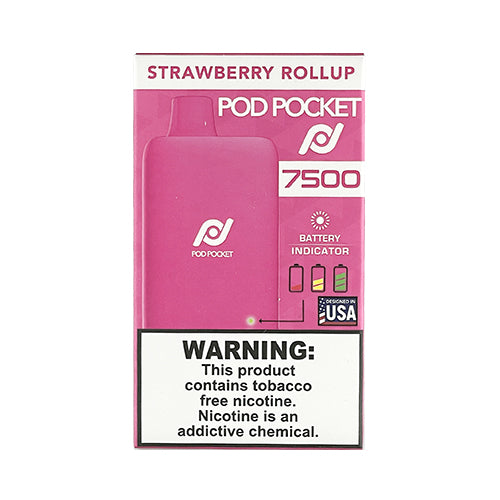Pod Pocket 7500 - Strawberry Rollup, disposable vape