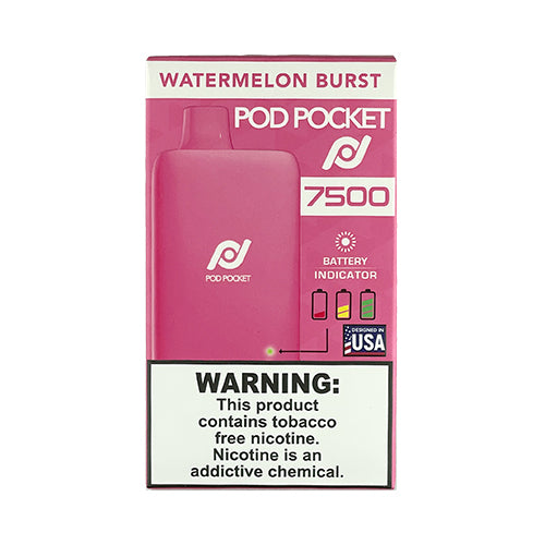 Pod Pocket 7500 - Watermelon Burst, disposable vape