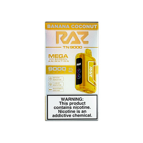 Disposable Vape Banana Coconut RAZ Vape TN9000 | Prefilled Capacity
