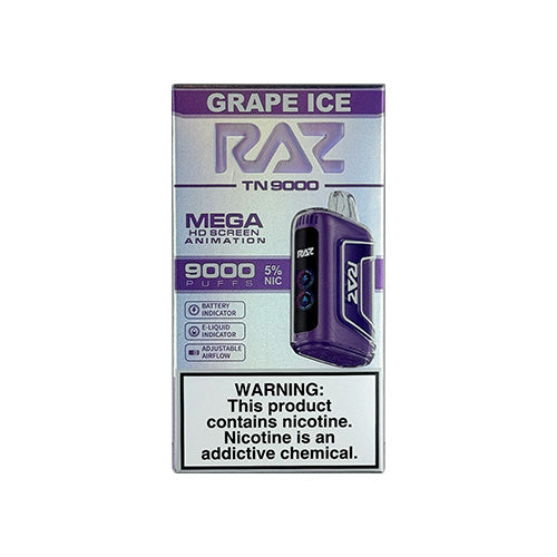 Raz TN9000 - Grape Ice, disposable vape