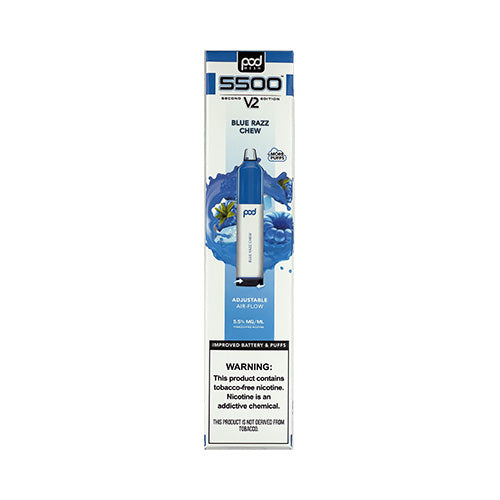 Pod Mesh 5500 V2 - Blue Razz Chew, disposable vape